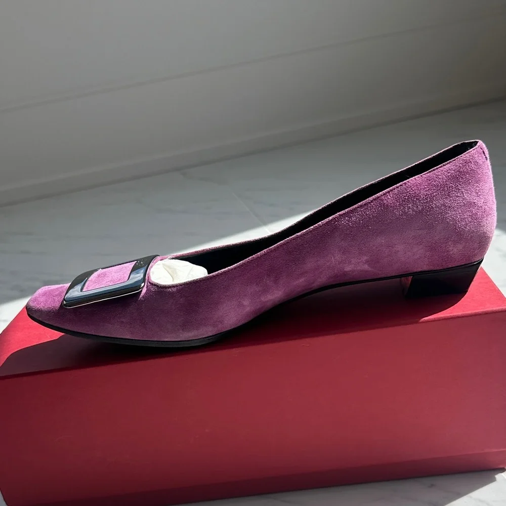 Roger Vivier rare pink suede Flats with Silver Buckle - Picture 12 of 16